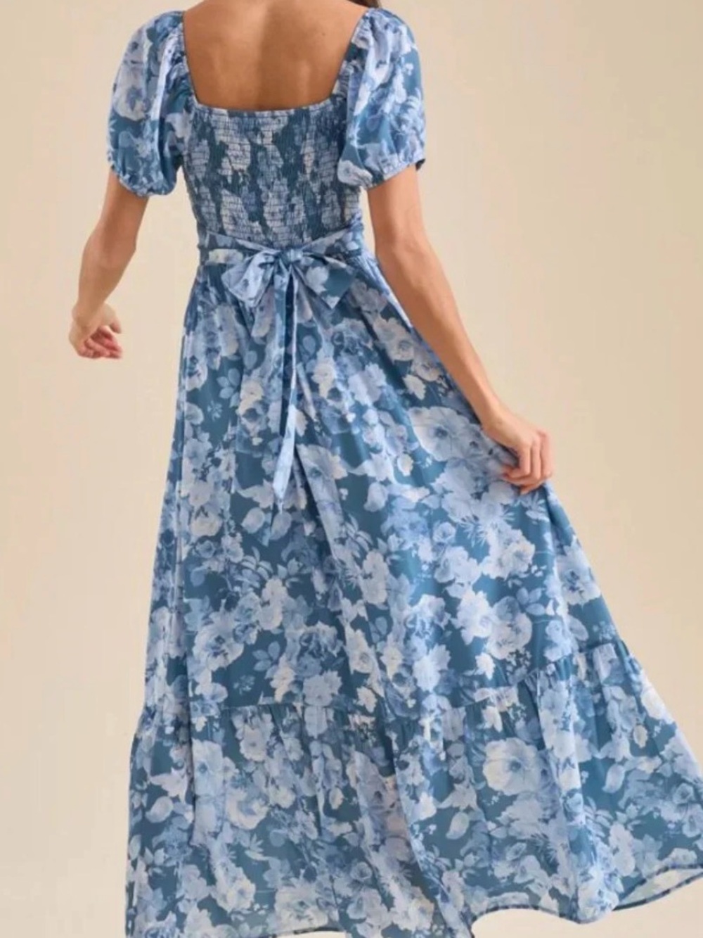 Altar’d State XL Blue Floral Maxi Dress with Puff Sleeves - Picture 2 of 14